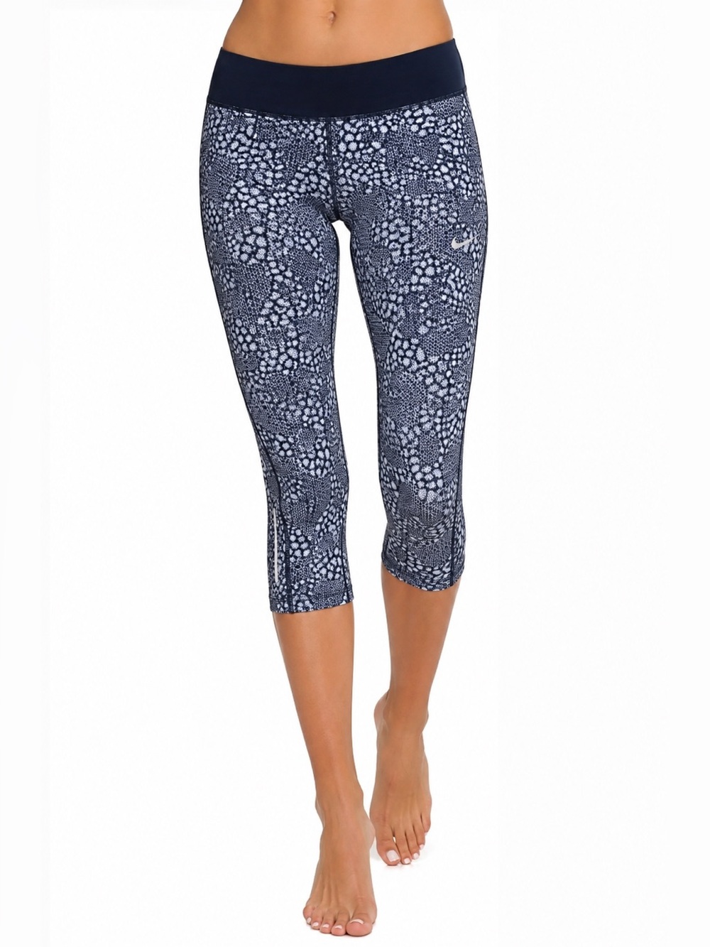 Nike Dri-Fit Crop Leggings Capri Printed Blue Athletic Activewear Sports Size XS